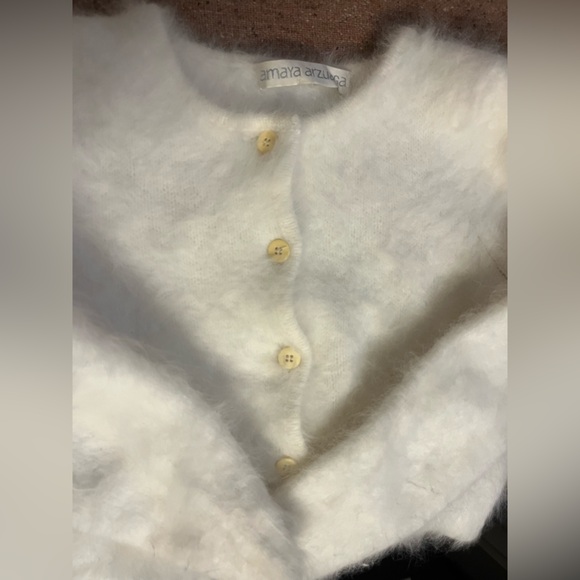 Angel mohair mini cropped cardigan off white ivory XS - Picture 9 of 11